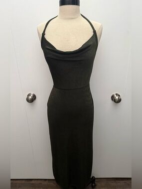 Free People Intimately Olive Green Halter Cowl Midi Dress Small